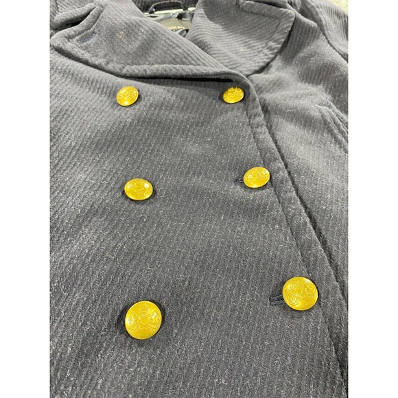 Banana Republic Jacket Womens Large Black Wool Blend Pea Coat Double Breasted - Picture 11 of 12